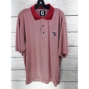 FootJoy FJ Polo‎ Shirt Performance Golf Prodry Lisle Red Striped Large